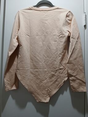 Mango Long Sleeve One-Piece Bodysuit in Light Peach